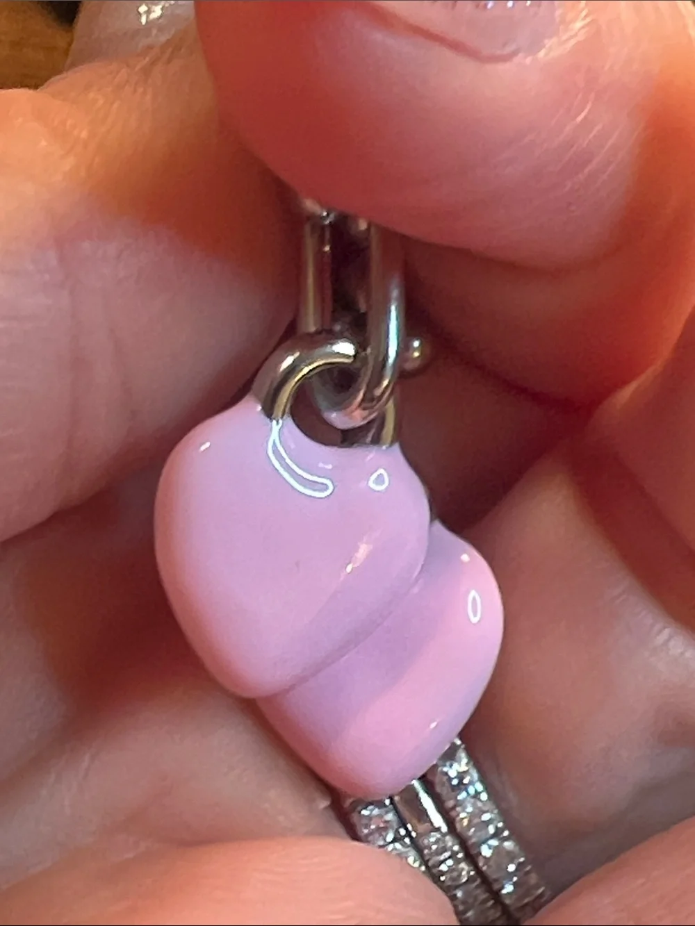 Ip Cycled Pink Heart Charm Dangle Earring - Stainless Steal